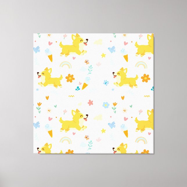 Toile chiens corgis dessin animé drôles (Recto)