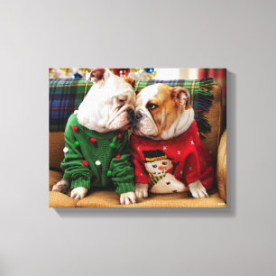 Toile Chiens de Noël en pulls