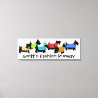 Chiens écossais noirs Mode Runway Turquoise Art