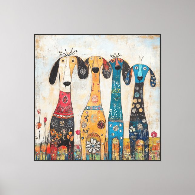 Toile Chiens Fous Longs et Minces (Recto)