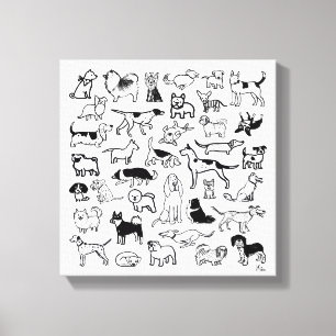 Toile Chiens noirs et blancs   Une variété de races de c
