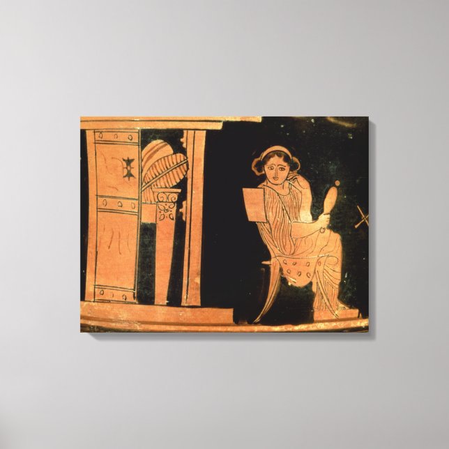 Toile Chiffre rouge grenier pyxis représentant une marié (Recto)