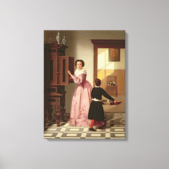 Toile Chiffres dans une salle de lavage, 1864 (huile sur (Recto)