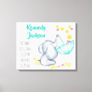 Toile Chiffres de naissance de bébé Statistiques Coeurs 