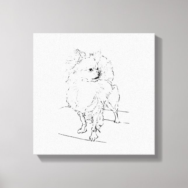 Toile Chihuahua à poils longs - Illustration de chien mi (Recto)