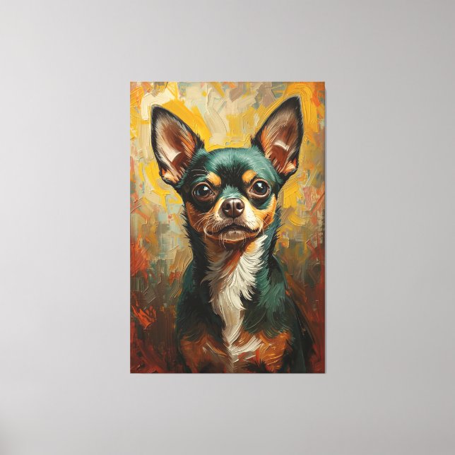 Toile Chihuahua artistique Portrait Vibrant peinture à l (Recto)