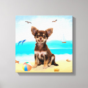 Toile Chihuahua Dog sur la plage
