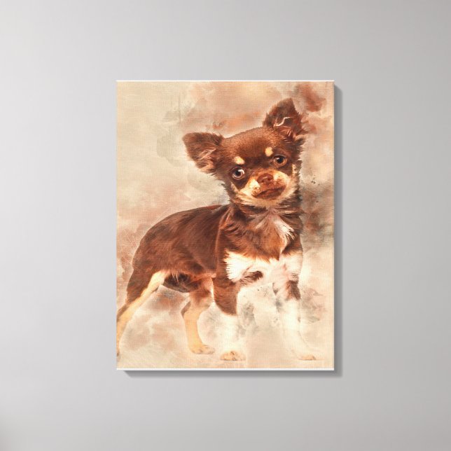 Toile Chihuahua looking at camer_dog lover (Recto)