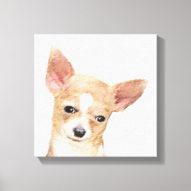 Toile Chihuahua Peinture - Cute Original Chien Art (Recto)