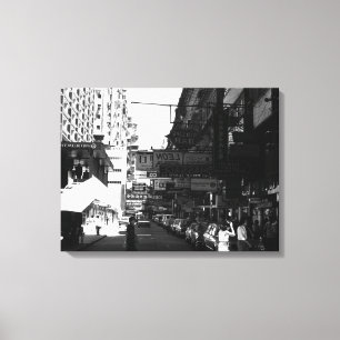 Toile Chine Ancien Hong Kong rue Ville voitures