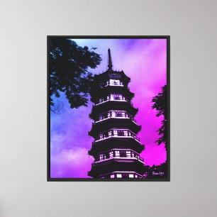 Toile Chine Ancienne Canton la pagode fleurie