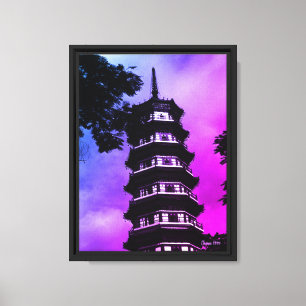 Toile Chine Ancienne Canton la pagode fleurie