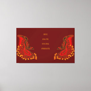 Toile Chine Dragon rouge et or design