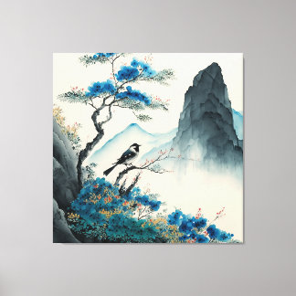 Toile Chinois aquarelle paysage de peinture à la brosse
