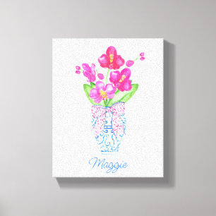 Toile Chinoiserie Aquarelle Ginger Jar Orchidées