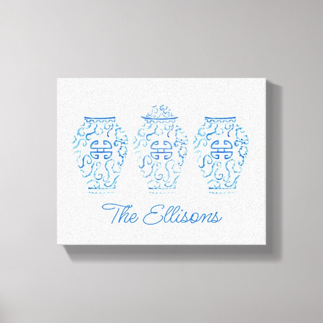 Toile Chinoiserie Aquarelle Ginger Jar Vase (Recto)