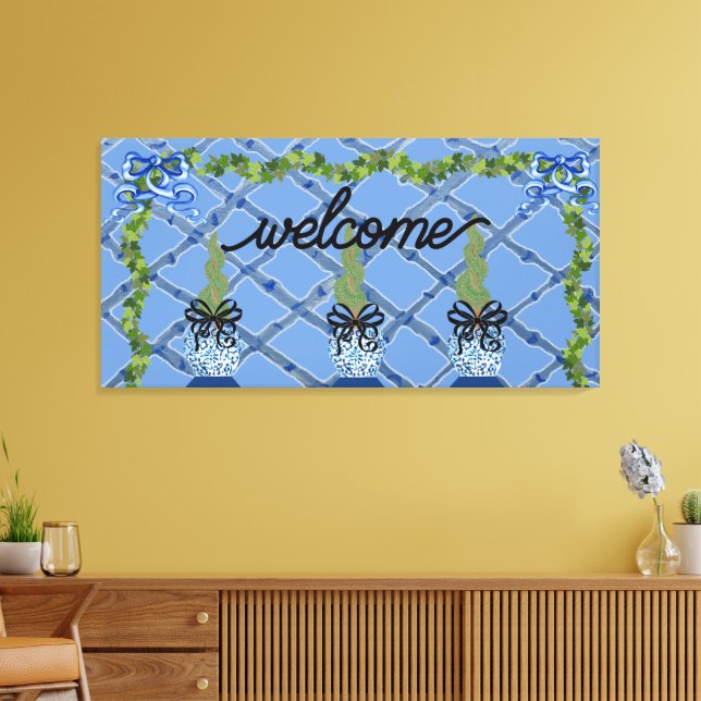 Toile Chinoiserie Blue Ginger Jars Topiary (Insitu(Salon))