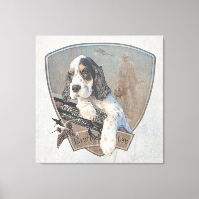 Toile Chiot de Setter anglais avec fusil de chasse class (Recto)