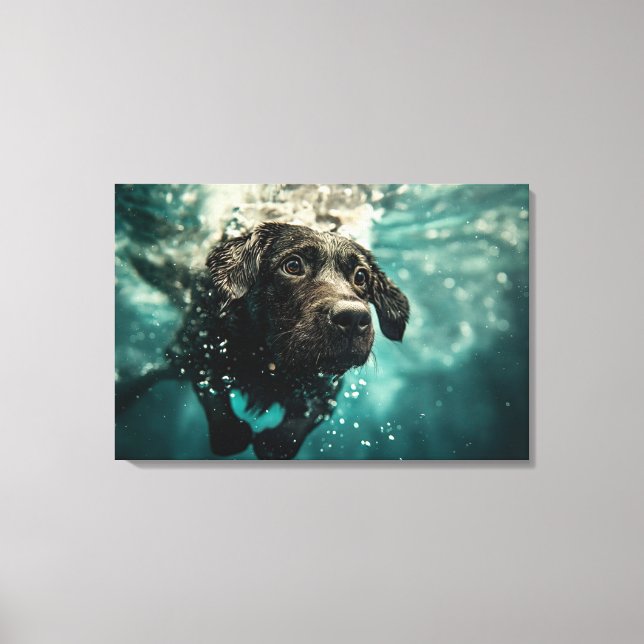 Toile Chiot labrador nageant sous l'eau Design (Recto)