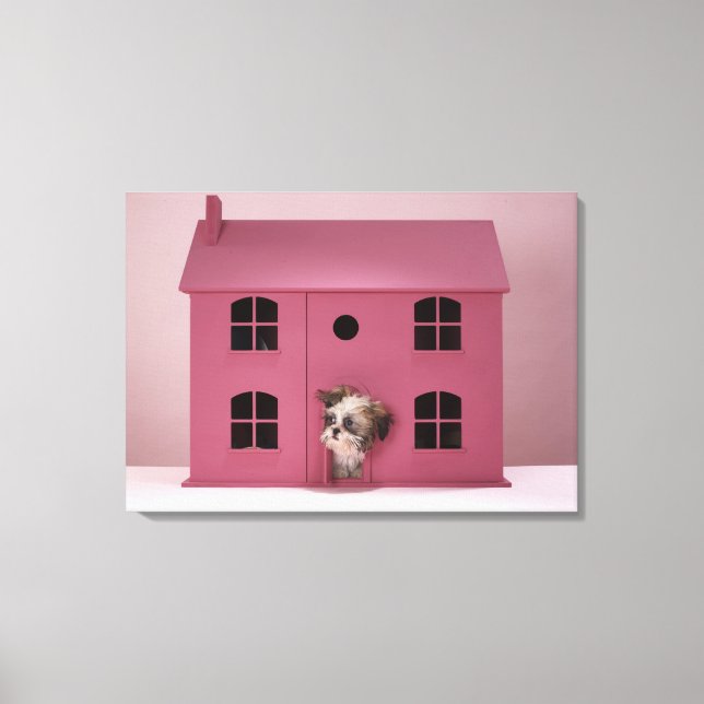 Toile Chiot sortant de la maison de poupée (Recto)