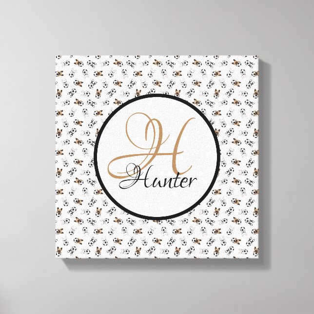 Toile Chiots de football sportif Monogramme (Recto)