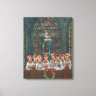 Toile Chœur d'enfants chantant Noël vintage dans une égl