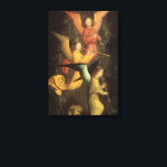 Toile Chorale des anges de Simon Marmion, Art Renaissanc<br><div class="desc">Détail d'une chorale d'anges; le volet gauche du retable de St Bertin (1459) de Simon Marmion (1425-1489) est une peinture religieuse vintage de l'époque de la Renaissance. Trois magnifiques musiciens anges jouant de la musique sur leurs instruments de musique (flûtes) en volant. Design festif à utiliser pendant la période des...</div>