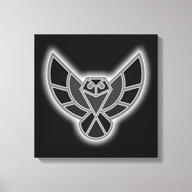 Toile Chouette Abstraite noire et blanche en vol (Recto)