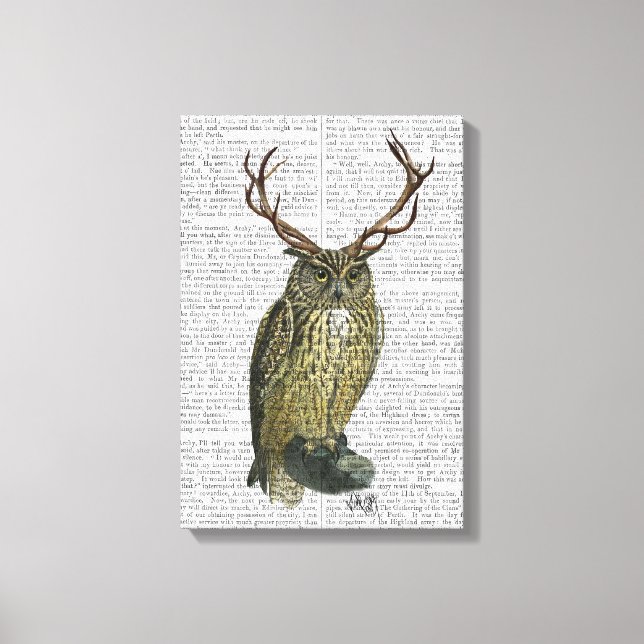 Toile Chouette avec Antlers (Recto)