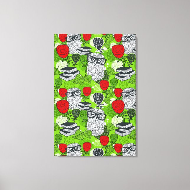 Toile Chouette en roses rouges (Recto)