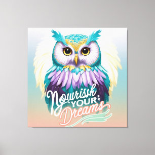 Toile "Chouette majestueuse avec un message motivationne