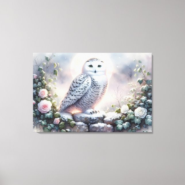 Toile Chouette neigeuse dans le jardin d'hiver Lune (Recto)