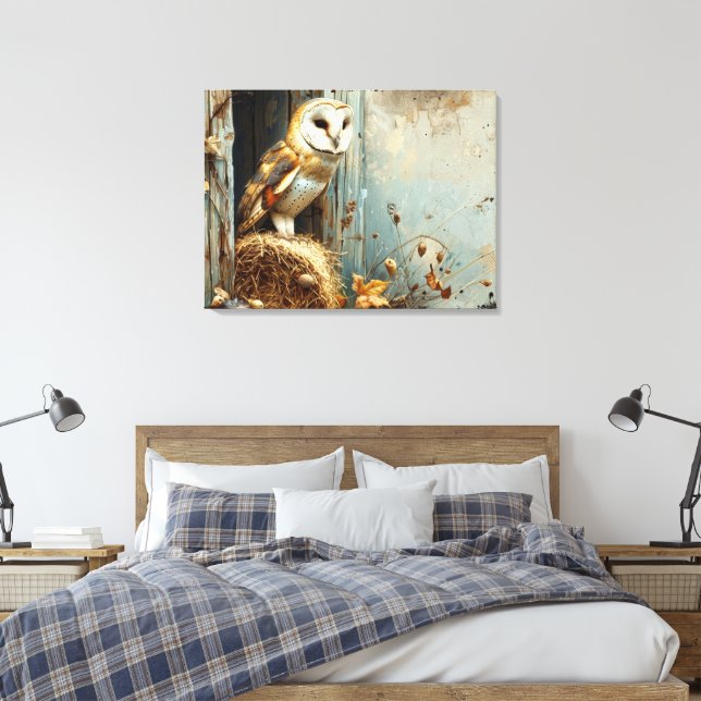 Toile Chouette vintage en automne 32x24 (Insitu(Chambre))