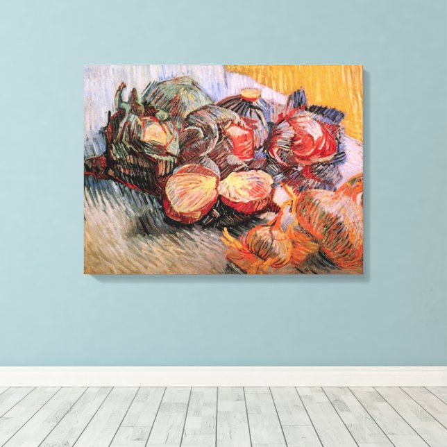 Toile Choux rouges et oignons par Vincent van Gogh (Insitu (Plancher de Bois))