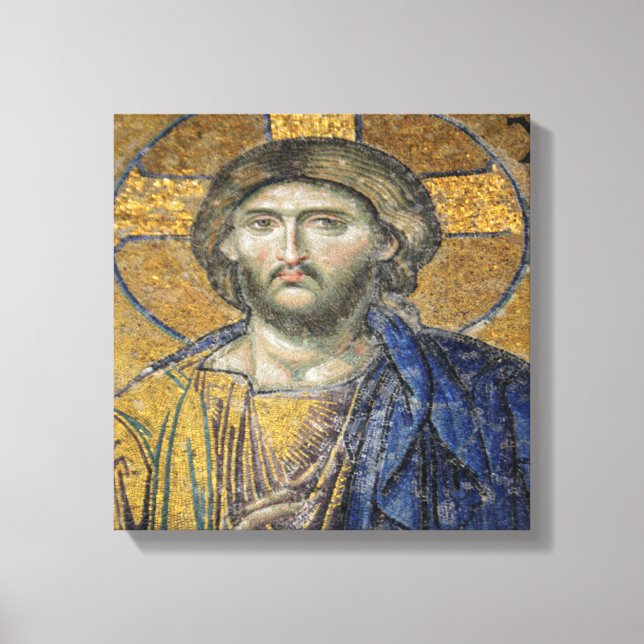 Toile Christ Pantocrator Mosiac Iconique Religieux Romai (Recto)