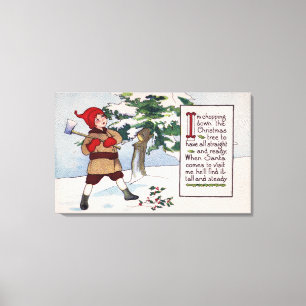 Toile ChristmasBoy coupant en bas de l'arbre de Noël
