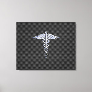 Toile Chrome Comme Caduceus Symbole Médicale Fibre de ca