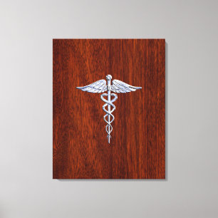 Toile Chrome Comme Caduceus Symbole Médicale Mahogany Br