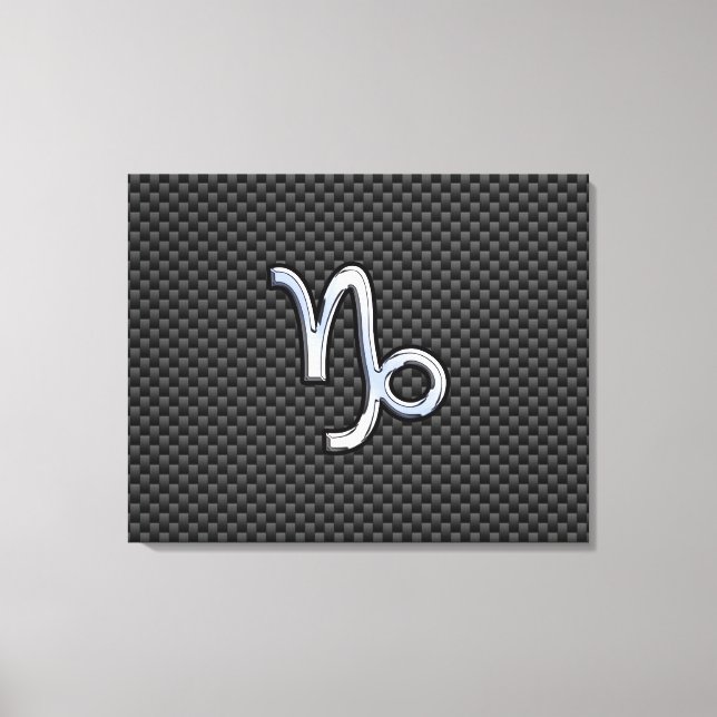 Toile Chrome comme Capricorn Zodiac Sign on Carbon Fiber (Recto)
