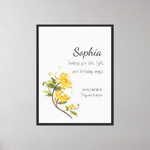 Toile Chrysanthème de Novembre Anniversaire Personnalisé