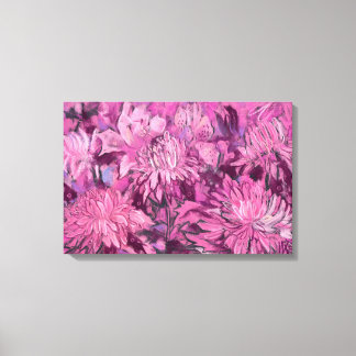 Toile Chrysanthème rose Fleurs Floral Pastel Peinture