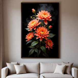Toile Chrysanthème vietnamien sur la Lune