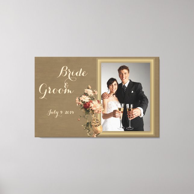 Toile Chrysanthèmes dans une bouteille Mariage Keepsaké  (Recto)