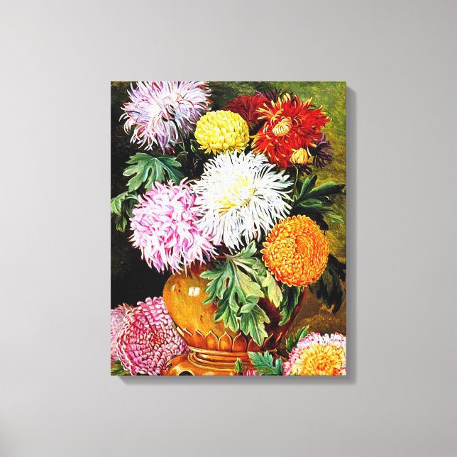 Toile Chrysanthèmes japonais, peinture d'art (Recto)