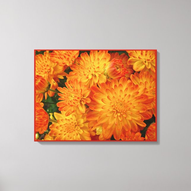Toile Chrysanthèmes orange Fire (Recto)