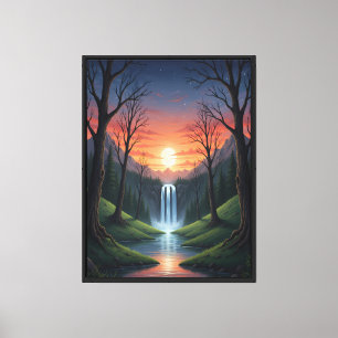Toile Chute du crépuscule : un paysage forestier serein