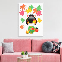 Chute Poupée Kokeshi - Green Kimono Geisha Girl