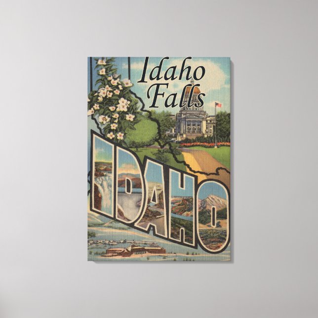 Toile Chutes D'Idaho, Idaho - Scènes De Grandes Lettres (Recto)