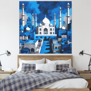 Toile Ciel bleu Taj Mahal art AI