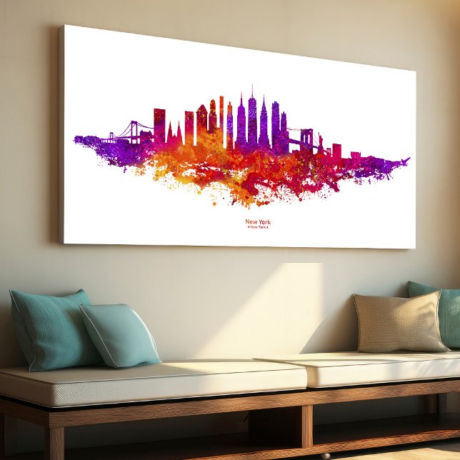 Toile Ciel de New York aquarelle sur blanc (New York City Skyline Watercolor on White. Canvas Print)